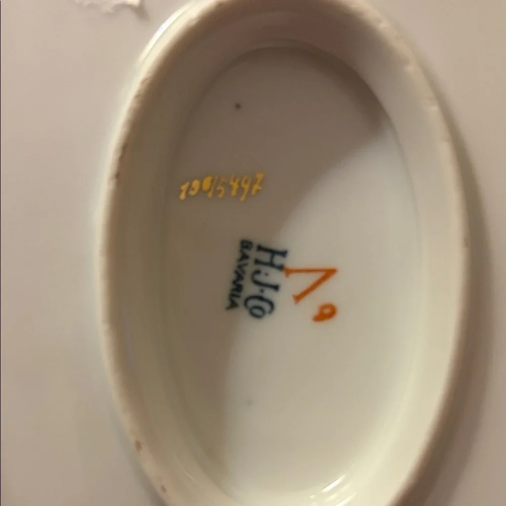 HJ Co Bavaria Germany  Floral Gravy Boat with attached Saucer